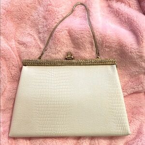 “After Five” vintage creamy white purse